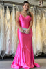 Load image into Gallery viewer, Fuchsia Mermaid Spaghetti Straps Croset Satin Long Prom Dress