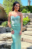 Load image into Gallery viewer, Mint Mermaid Strapless Long Prom Dress with Appliques