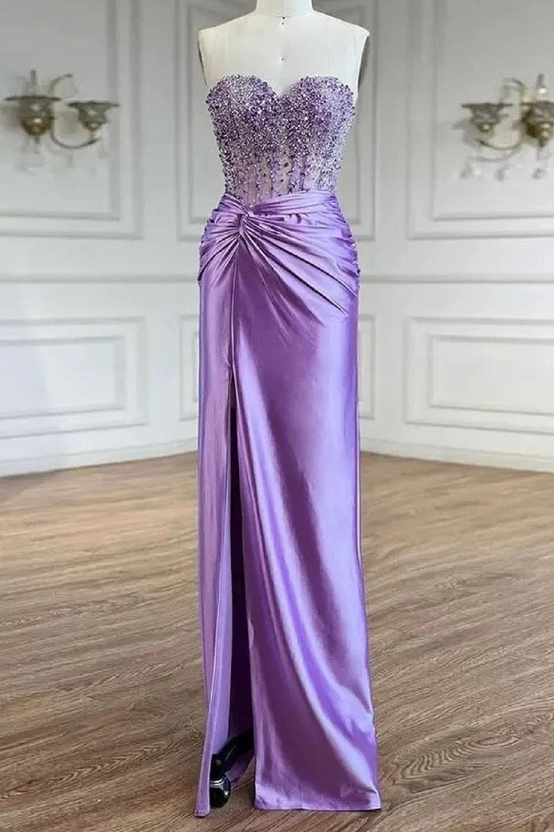 Load image into Gallery viewer, Sparkly Purple Sweetheart Mermaid Sequined Long Prom Dress