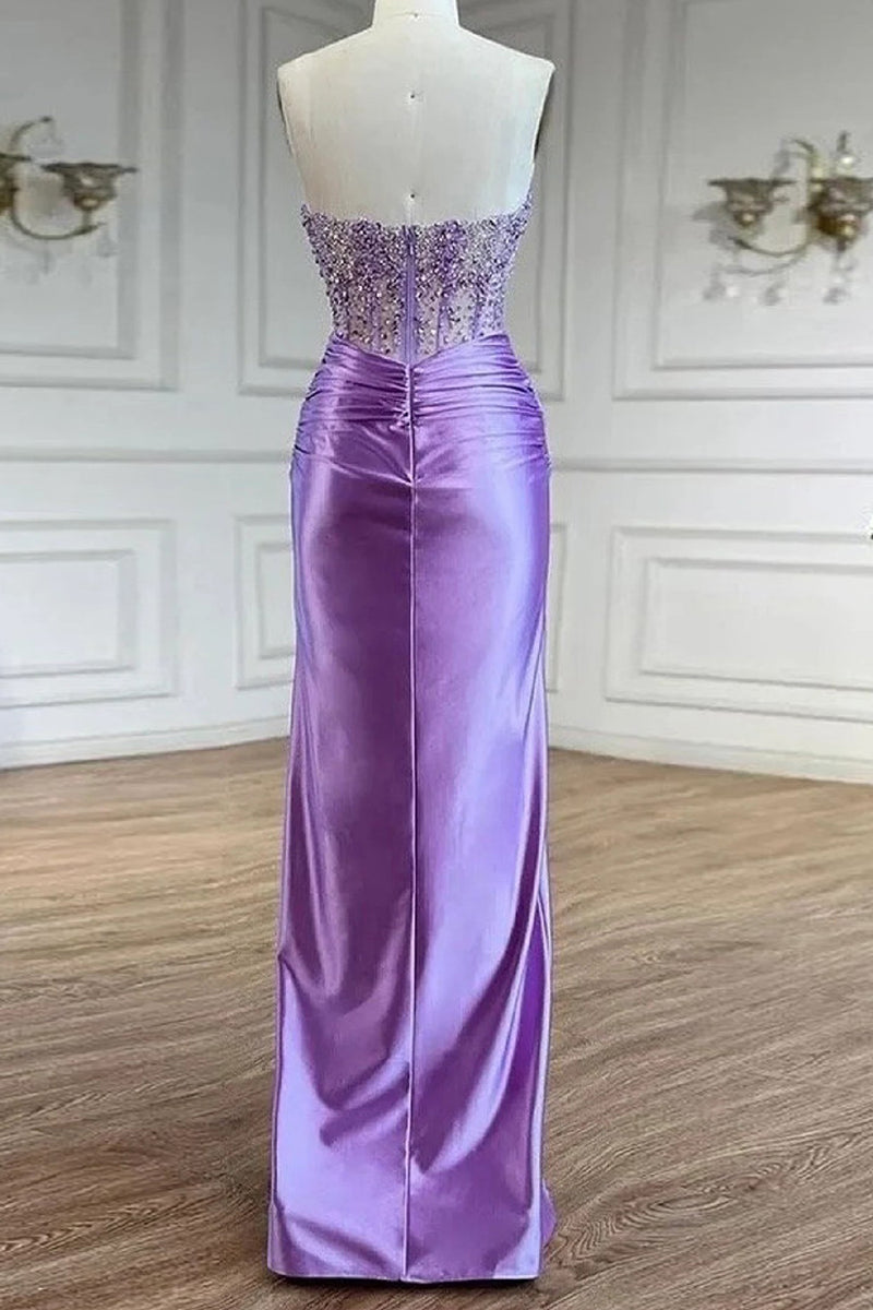 Load image into Gallery viewer, Sparkly Purple Sweetheart Mermaid Sequined Long Prom Dress