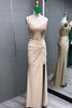 Load image into Gallery viewer, Sparkly Green Spaghetti Straps Mermaid Long Prom Dress with Slit