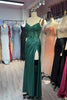 Load image into Gallery viewer, Sparkly Green Spaghetti Straps Mermaid Long Prom Dress with Slit