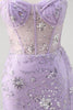 Load image into Gallery viewer, Glitter Light Purple Corset Prom Dress with Beading