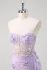 Load image into Gallery viewer, Glitter Light Purple Corset Prom Dress with Beading