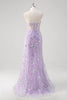 Load image into Gallery viewer, Glitter Light Purple Corset Prom Dress with Beading