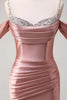 Load image into Gallery viewer, Sparkly Blush Off The Shoulder Mermaid Long Satin Prom Dress