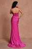 Load image into Gallery viewer, Fuchsia Corset Sweetheart Ruched Long Satin Prom Dress with Slit