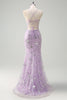 Load image into Gallery viewer, Sparkly Lilac Corset Beaded Prom Dress with Slit