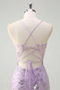 Load image into Gallery viewer, Sparkly Lilac Corset Beaded Prom Dress with Slit