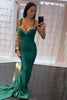 Load image into Gallery viewer, Sparkly Dark Green Corset Long Satin Prom Dress