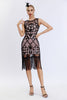 Load image into Gallery viewer, Black Sequined Round Neck Bodycon 1920s Dress with Fringes