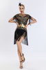 Load image into Gallery viewer, Round Neck Grey Sequined Short 1920s Flapper Dress with Fringes