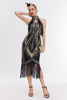 Load image into Gallery viewer, Champagne Neck Collar Fringe Halter 1920s Dress with Sequins