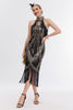 Load image into Gallery viewer, Champagne Neck Collar Fringe Halter 1920s Dress with Sequins