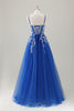 Load image into Gallery viewer, Sparkly Royal Blue Spaghetti Straps A-Line Long Prom Dress with Appliques