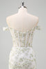 Load image into Gallery viewer, Floral Light Green Corset Embroidered Prom Dress with Slit