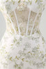 Load image into Gallery viewer, Floral Light Green Corset Embroidered Prom Dress with Slit