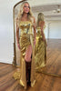 Load image into Gallery viewer, Sparkly Gold Strapless Sequins Mermaid Long Prom Dress with Slit