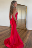 Load image into Gallery viewer, Navy Neck Collar Illusion Mermaid Long Prom Dress with Slit