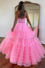 Load image into Gallery viewer, Pink Corset Spaghetti straps A-Line Tulle Long Prom Dress