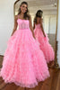 Load image into Gallery viewer, Pink Corset Spaghetti straps A-Line Tulle Long Prom Dress