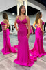 Load image into Gallery viewer, Sparkly Fuchsia Mermaid Spaghetti Straps Long Prom Dress with Sequins