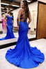 Load image into Gallery viewer, Royal Blue Spaghetti Straps Sparkly Mermaid Long Prom Dress