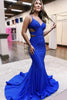 Load image into Gallery viewer, Royal Blue Spaghetti Straps Sparkly Mermaid Long Prom Dress