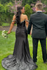 Load image into Gallery viewer, Royal Blue Off the Shoulder Corset Beaded Long Prom Dress with Slit