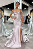 Load image into Gallery viewer, Silver Mermaid Off the Shoulder Corset Long Prom Dress with Slit