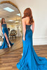 Load image into Gallery viewer, Red Strapless Mermaid Sequined Long Prom Dress with Slit