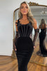 Load image into Gallery viewer, Black Mermaid Velvet Spaghetti Straps Corset Long Prom Dress