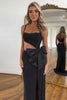 Load image into Gallery viewer, Black Mermaid Bow Spaghetti Straps Long Prom Dress with Slit