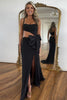 Load image into Gallery viewer, Black Mermaid Bow Spaghetti Straps Long Prom Dress with Slit