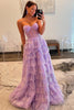 Load image into Gallery viewer, Purple A-Line Strapless Sparkly Corset Long Prom Dress with Sequins