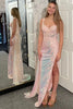 Load image into Gallery viewer, Sparkly Light Pink Corset One Shoulder Long Prom Dress