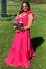 Load image into Gallery viewer, Fuchsia A-Line Lace Up Long Prom Dress with Ruffles