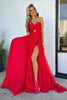 Load image into Gallery viewer, Red Pleated Sweetheart Hollow Out Sweep Train Prom Dress with Slit