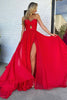 Load image into Gallery viewer, Red Pleated Sweetheart Hollow Out Sweep Train Prom Dress with Slit