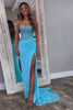 Load image into Gallery viewer, Dark Green Mermaid Spaghetti Straps Corset Long Prom Dress with Slit