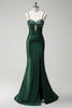 Load image into Gallery viewer, Sparkly Dark Green Mermaid Beaded Corset Long Prom Dress