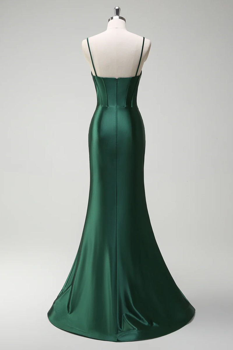 Load image into Gallery viewer, Sparkly Dark Green Mermaid Beaded Corset Long Prom Dress