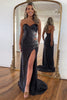 Load image into Gallery viewer, Sparkly Black Cutout Beaded Long Prom Dress with Slit