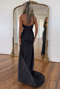 Sparkly Black Cutout Beaded Long Prom Dress with Slit