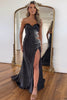 Load image into Gallery viewer, Sparkly Black Cutout Beaded Long Prom Dress with Slit