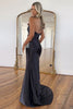 Load image into Gallery viewer, Black Sparkly Cutout Beaded Long Prom Dress with Slit