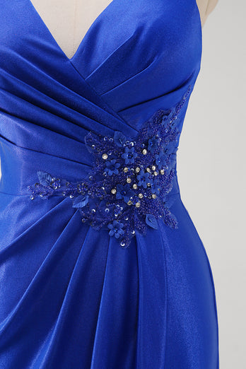 Sparkly Royal Blue Mermaid Prom Dress with Appliques