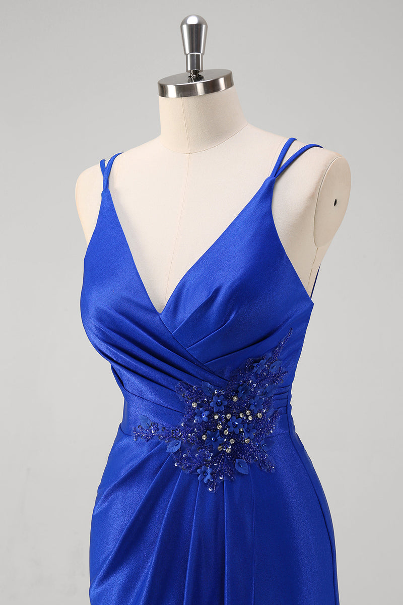 Load image into Gallery viewer, Sparkly Royal Blue Mermaid Prom Dress with Appliques