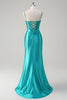 Load image into Gallery viewer, Sparkly Peacock Corset Spaghetti Straps Prom Dress with Beading