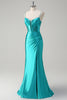 Load image into Gallery viewer, Sparkly Peacock Corset Spaghetti Straps Prom Dress with Beading